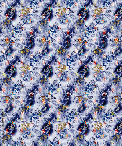 Seamless Pattern Illustrations for Designing in Unique and vibrant digital textile designs, crafted to bring elegance and sophistication to any fabric. Perfect for fashion, home decor
 photo