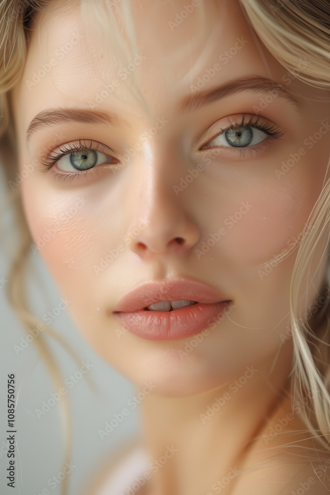 Blonde Woman with Healthy Skin: Natural Makeup Studio Portrait Blonde Woman with Healthy Skin: Natural Makeup Studio Portrait