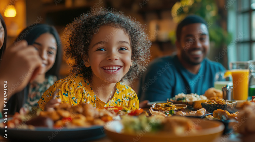 Family gathering with smiling child Family gathering with smiling child