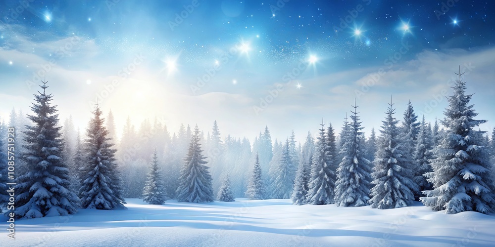 Serene Winter Wonderland Snow-Covered Evergreens Under a Starlit Sky Serene Winter Wonderland Snow-Covered Evergreens Under a Starlit Sky