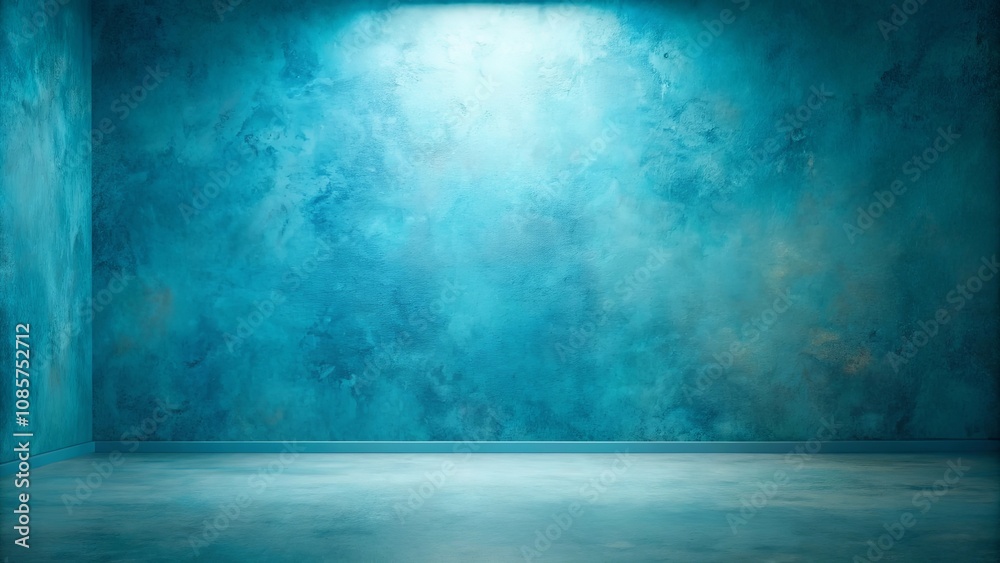 Empty Room with Teal Textured Walls and Floor, Ideal for Product Placement or Background Use Empty Room with Teal Textured Walls and Floor, Ideal for Product Placement or Background Use