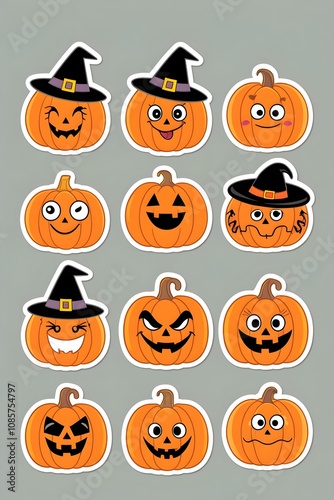 A Spooktacular Collection of Halloween Pumpkins: Twelve Unique Jack-o'-Lantern Designs with Witch Hats and Quirky Faces for Festive Decorations