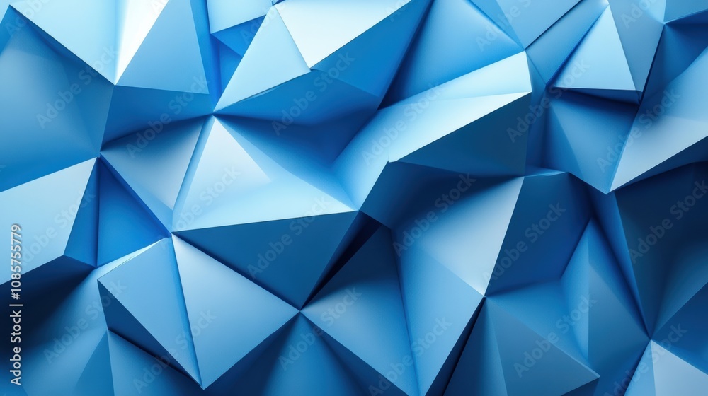 Fototapeta premium Abstract 3D Blue Geometric Surface with Sharp Triangular Shapes and Vivid Color Gradients Ideal for Modern Design Projects and Textures