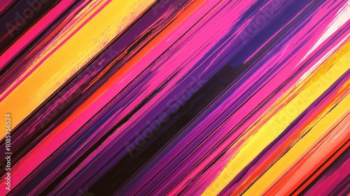 Vibrant Colorful Stripes in Abstract Pattern Creating an Energetic Background for Art, Design, and Creative Projects Featuring Deep Pink, Yellow and Purple Hues