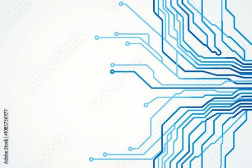 Abstract blue circuit lines on white background - modern technology and digital connections concept. photo