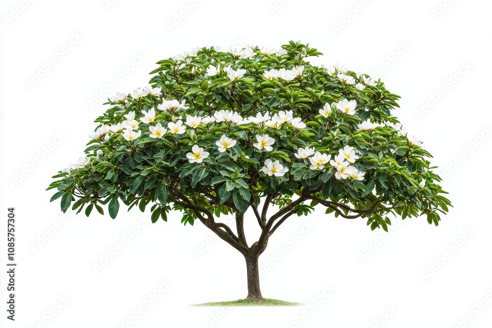 Obraz premium Beautiful flowering tree with lush green leaves and blossoms.