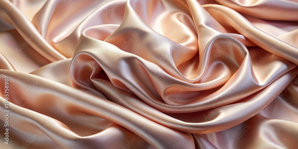 Fototapeta premium Abstract Smooth Peach Silk Fabric Texture, Silk, Fabric, Texture
