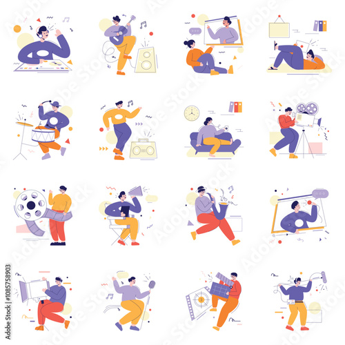 Flat vector illustration pack, Illustration Collection, Business illustration, vector illustration, Minimal Illustration Collection, Social illustration collection, flat illustrations pack, 