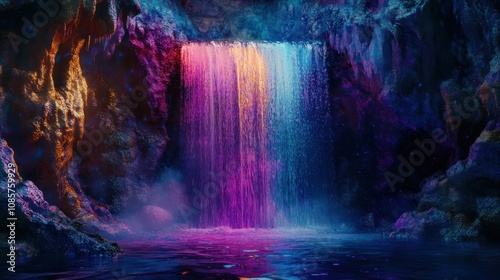 Wallpaper Mural Enchanted Waterfall: A Dreamlike Cascade of Color Torontodigital.ca
