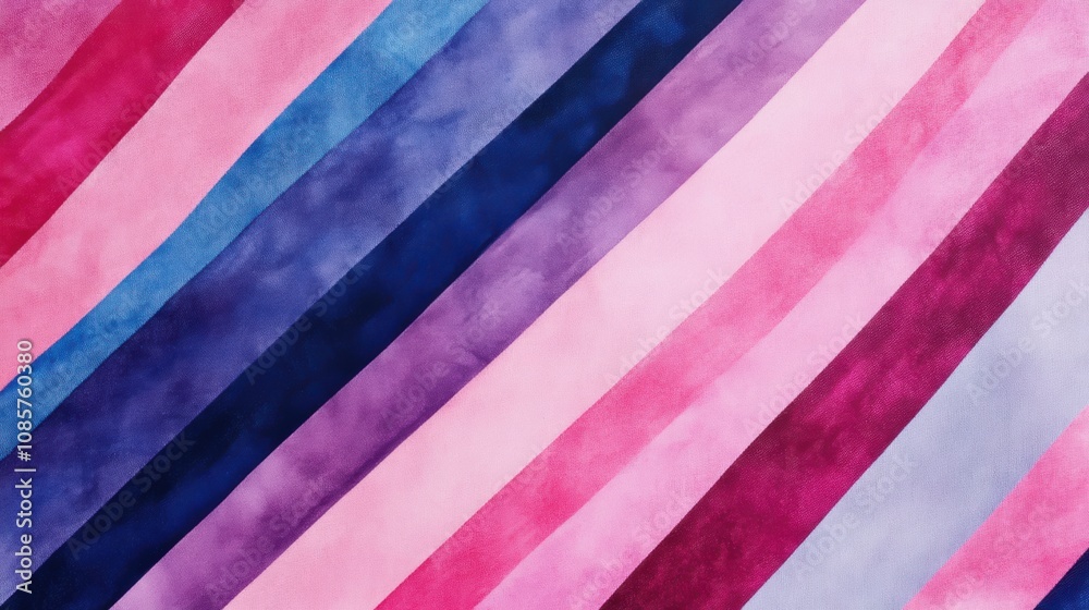 Vibrant Abstract Watercolor Stripes in Varying Shades of Blue, Pink, and Purple Creating a Gentle Flowing Pattern for Creative Projects and Backgrounds