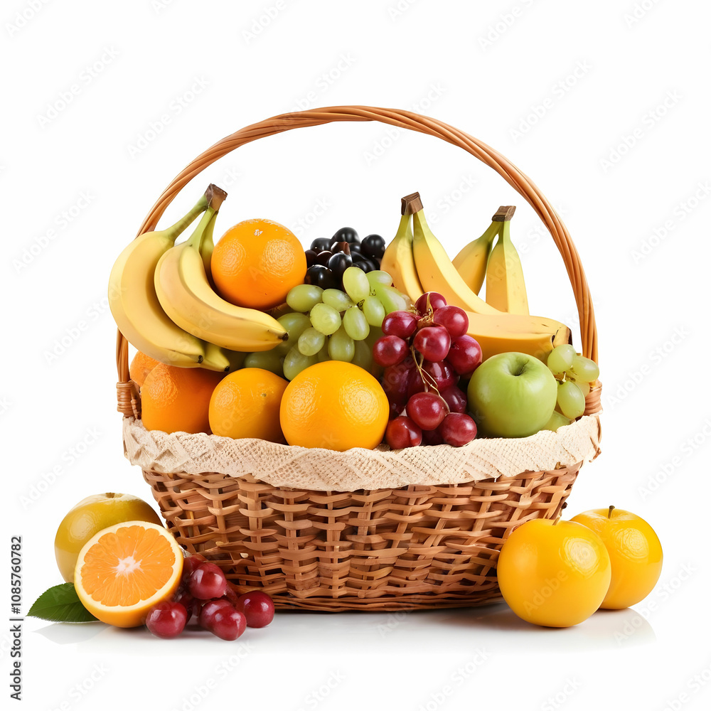 Fruit basket isolated on white background Fruit basket isolated on white background
