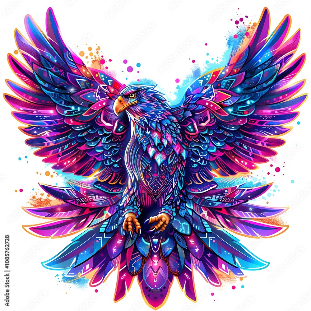 Obraz premium Vibrant Mandala Eagle Art in Bright Colors