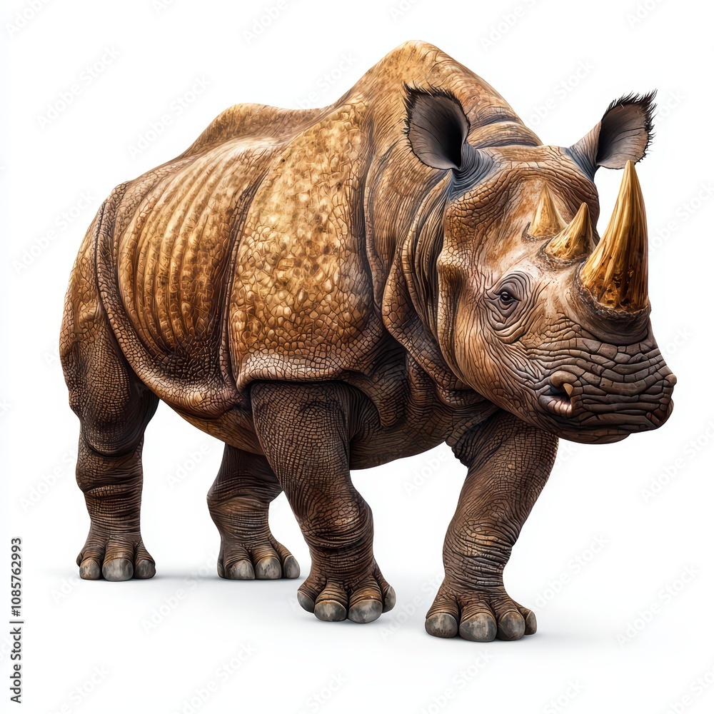 Fototapeta premium Realistic illustration of a majestic rhinoceros standing proudly.