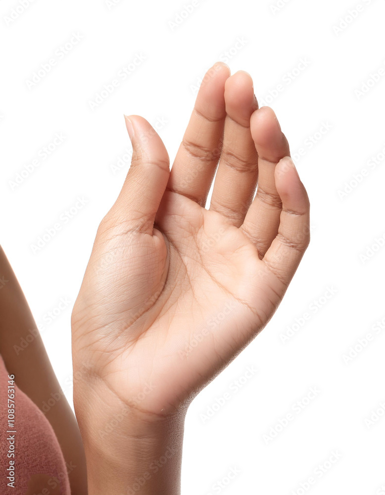 Close up Female hand holding something isolated Close up Female hand holding something isolated