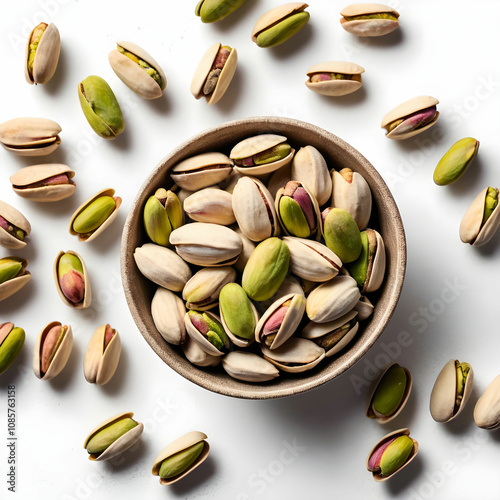 Wallpaper Mural Pistachios in bowl on white background Torontodigital.ca