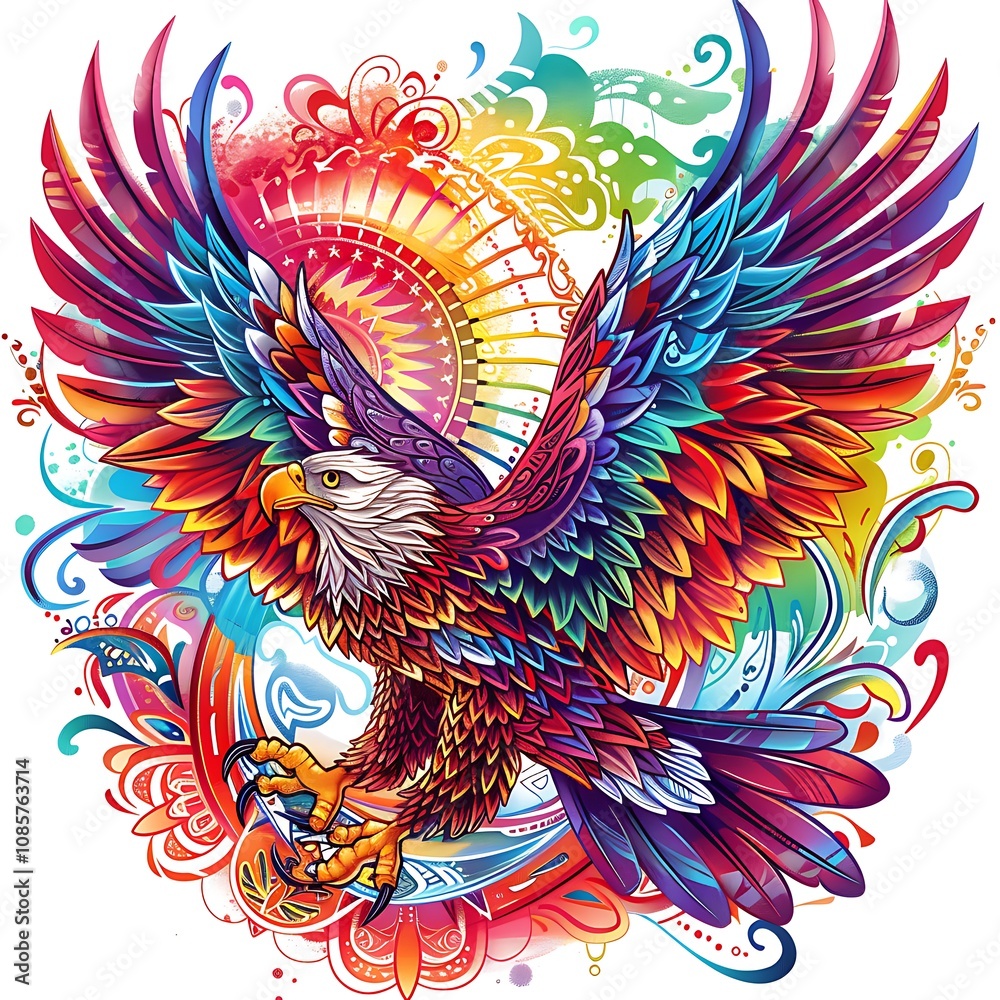Colorful Mandala Eagle with Vibrant Patterns Colorful Mandala Eagle with Vibrant Patterns