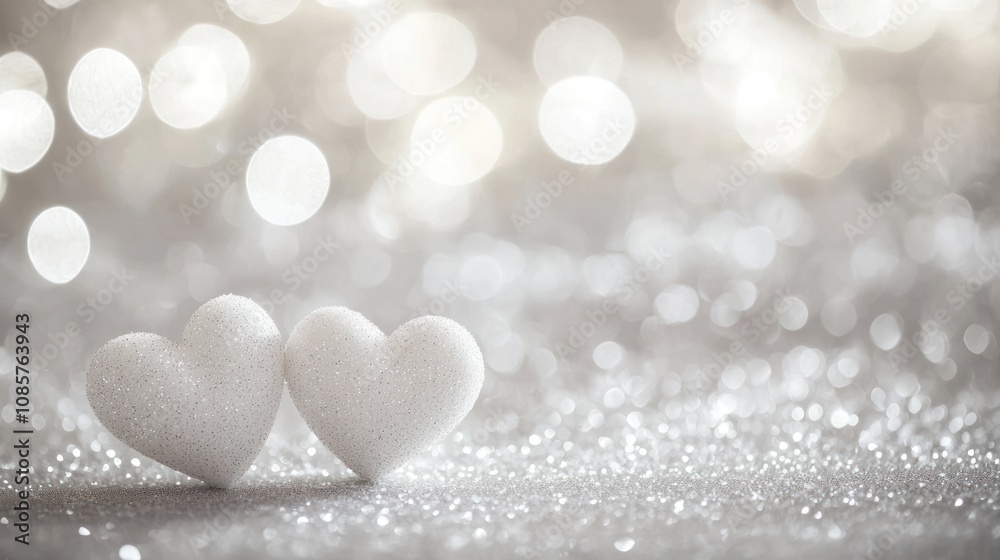 Fototapeta premium A light gray background with white hearts illustration, copy space banner background for Valentine's Day concept.