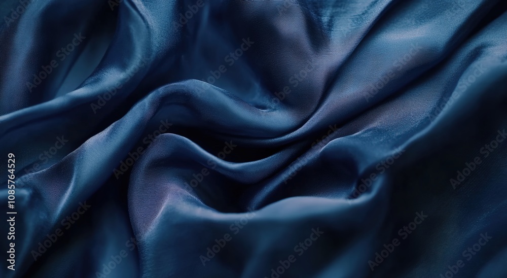 Fototapeta premium Dark blue silk fabric with folds, a background for design and decoration