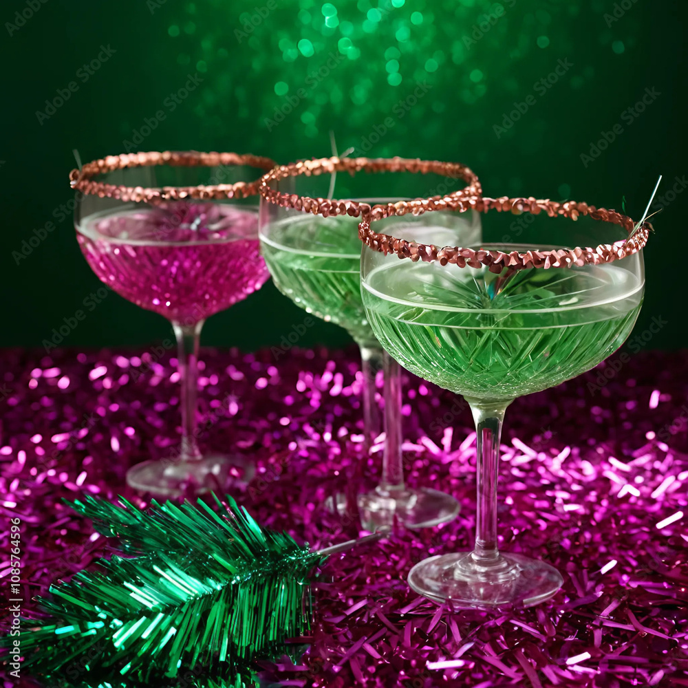 Obraz premium New Year's toast with decorations