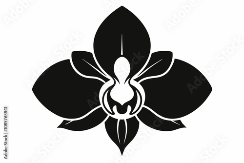 Orchid flower silhouette, Orchid flower vector icon isolated on white background.