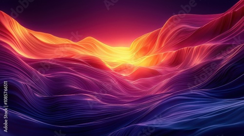 Wallpaper Mural A glowing canyon with gradient waves of light cascading through its rugged walls. The surreal colors create a striking contrast with the natural textures of the rocks. A dramatic and captivating  Torontodigital.ca