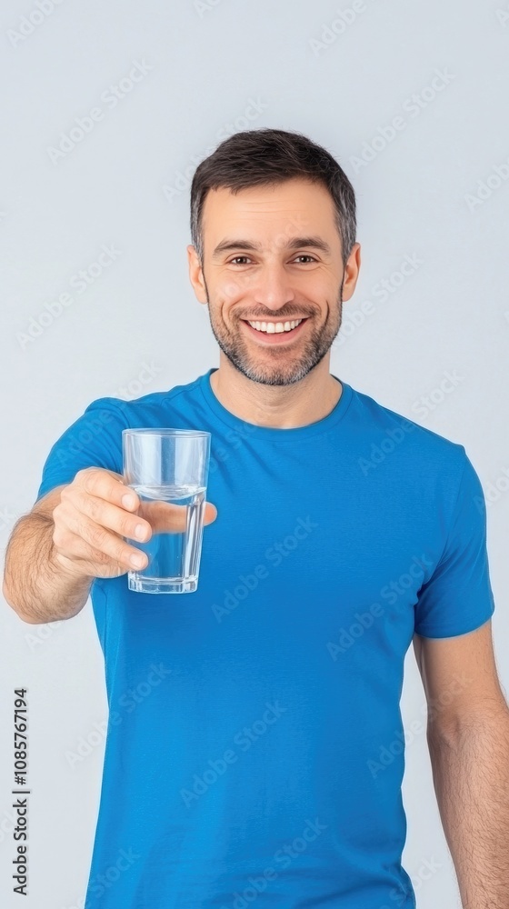 Joyful senior man enjoys a refreshing glass of water at home while smiling warmly at the camera against a light backdrop Joyful senior man enjoys a refreshing glass of water at home while smiling warmly at the camera against a light backdrop