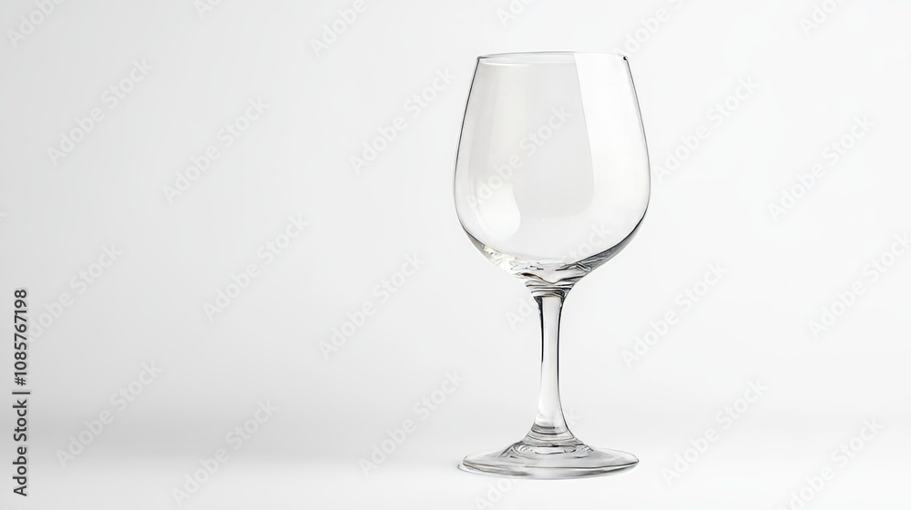 Empty transparent wine glass, isolated on a white background with subtle shadow and copy space. Empty transparent wine glass, isolated on a white background with subtle shadow and copy space.