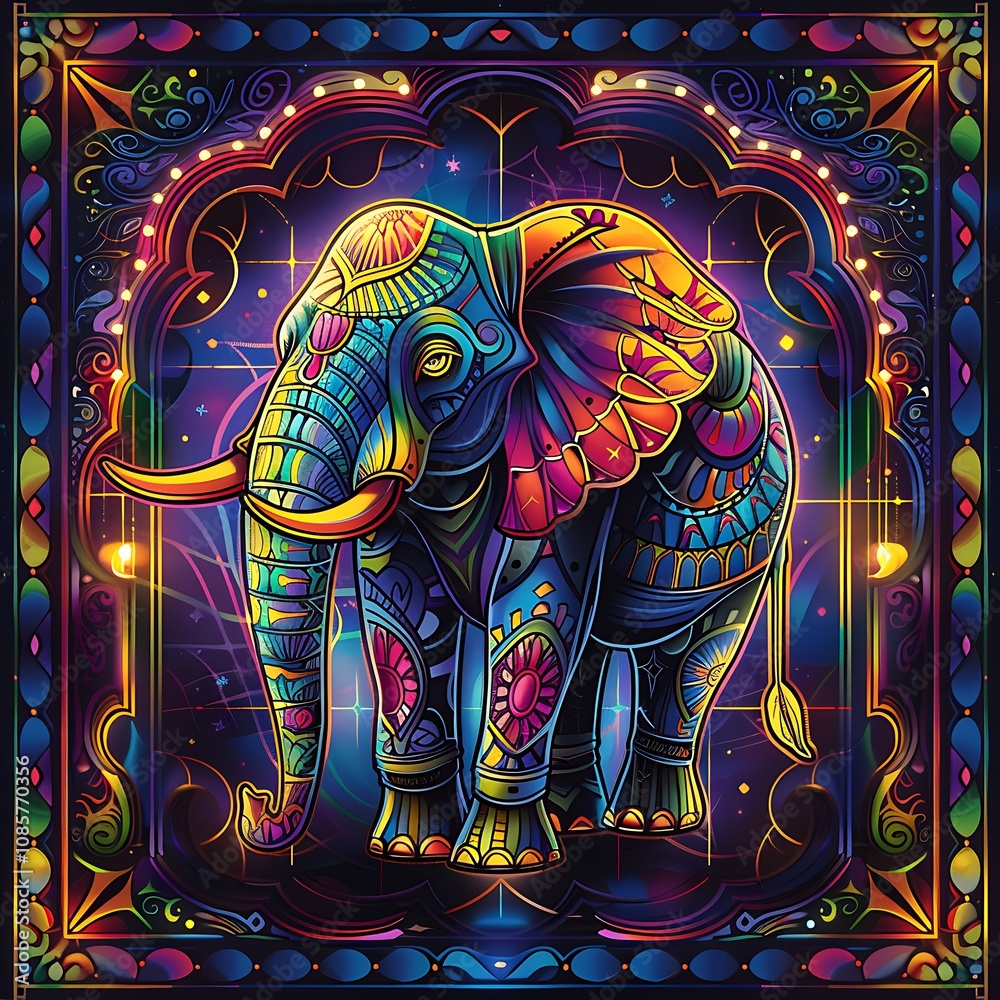 Obraz premium Colorful Mandala Elephant Art Design