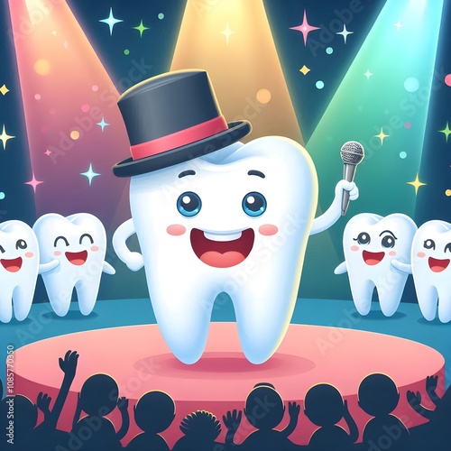 Illustration showing a dancing tooth.