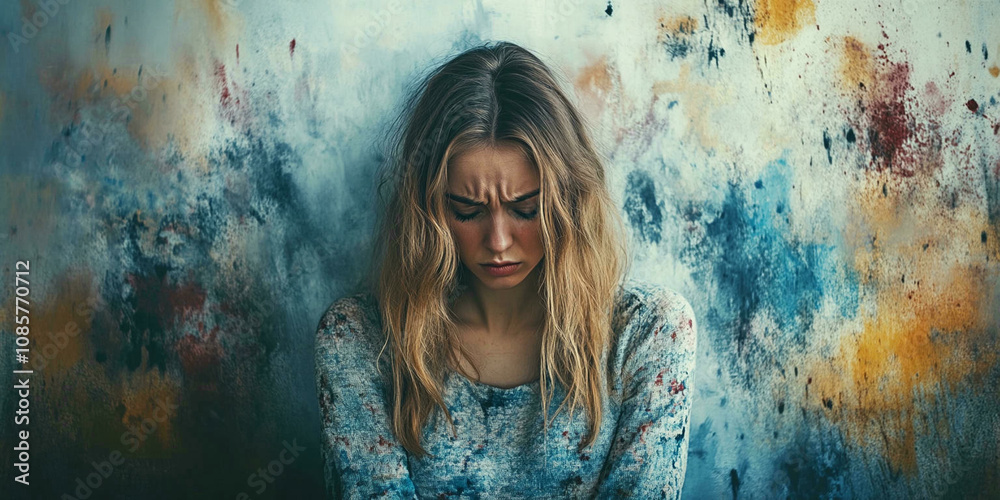 Woman Struggling with Self-Doubt: Emotional Strain and Mental Health Awareness at Home Woman Struggling with Self-Doubt: Emotional Strain and Mental Health Awareness at Home