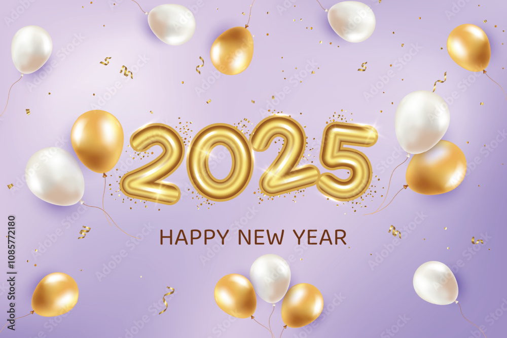 2025 New Year Premium Text With Floating Balloons On Purple Background. New Year's Eve Clearance Sale Offer Theme Vector Illustration For Greeting, Invite Card, Website, Banner, Poster, Flyer, Etc. 2025 New Year Premium Text With Floating Balloons On Purple Background. New Year's Eve Clearance Sale Offer Theme Vector Illustration For Greeting, Invite Card, Website, Banner, Poster, Flyer, Etc.