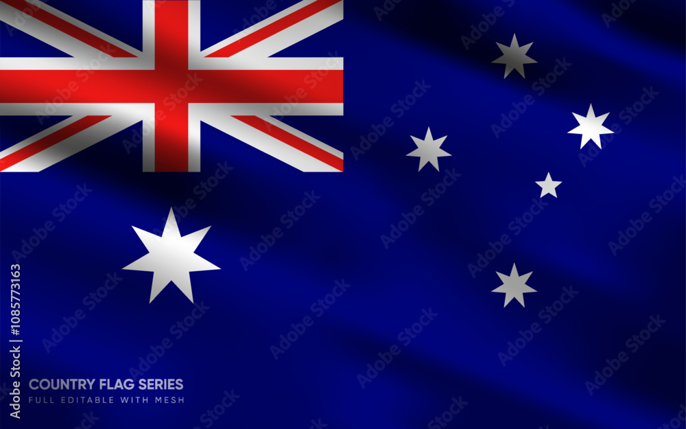 Fototapeta premium Realistic vector illustration of Australia flag, EPS10