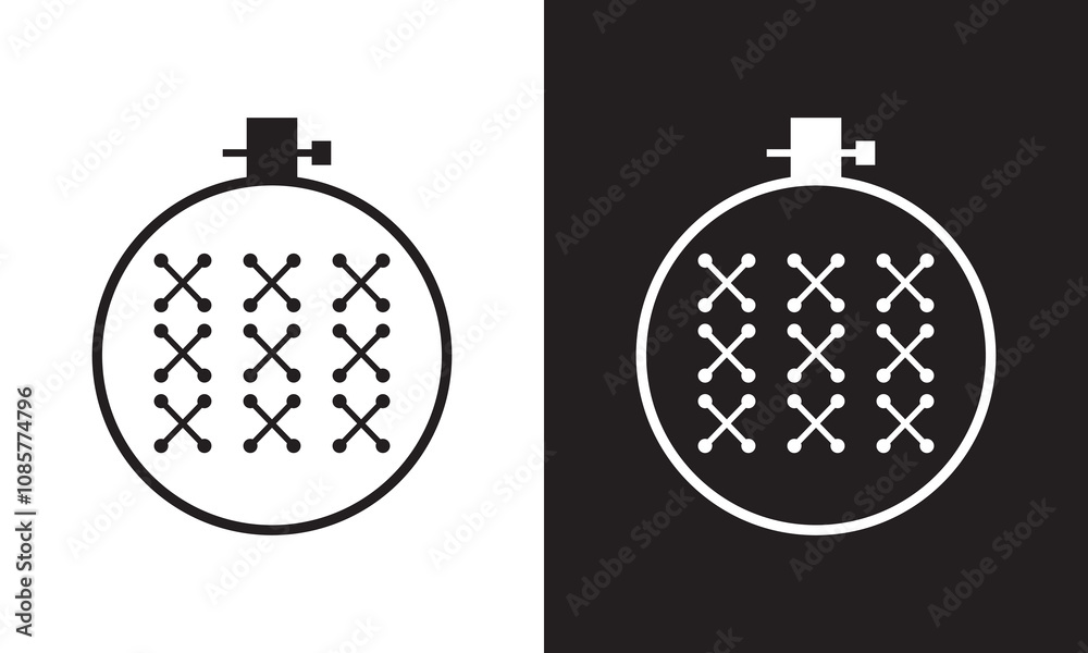 Obraz premium Cross stitch icon. Cross stitch design symbol for apps and websites. isolated on white and black background. vector illustration. EPS 10