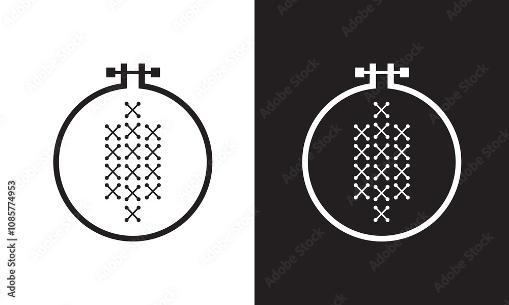 Fototapeta premium Cross stitch icon. Cross stitch design symbol for apps and websites. isolated on white and black background. vector illustration. EPS 10