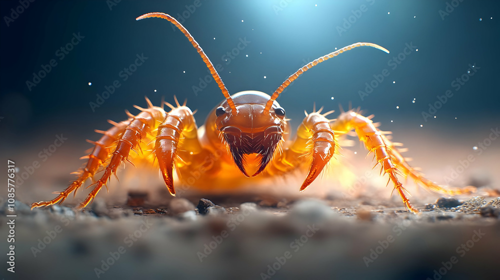 Close-up view of a vibrant orange insect with detailed features, showcasing nature's intricate beauty and diversity. Close-up view of a vibrant orange insect with detailed features, showcasing nature's intricate beauty and diversity.