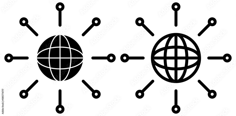 Digital technology, social network, global connect, simple business logo. Black icon on white background Digital technology, social network, global connect, simple business logo. Black icon on white background