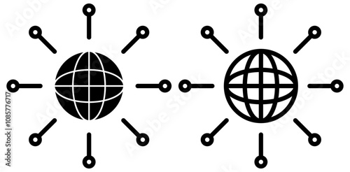 Digital technology, social network, global connect, simple business logo. Black icon on white background