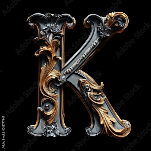 Stylized design of the letter K, isolated on a clean background