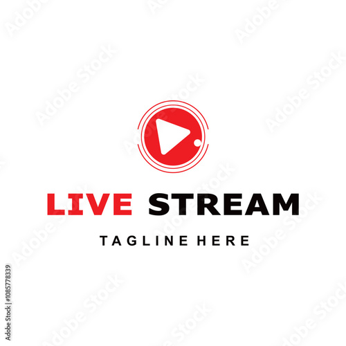 Minimalist live streaming icon. Play button icon vector illustration.