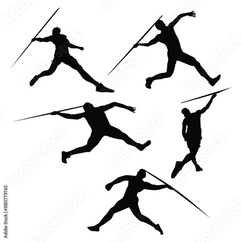 javelin throw silhouette shape drawing Vol 4