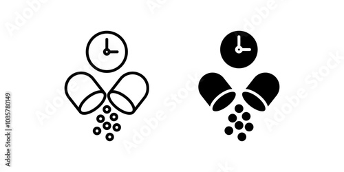 period of action of the medicine icon set .Symbol isolated white background. vector illustration. color editable.