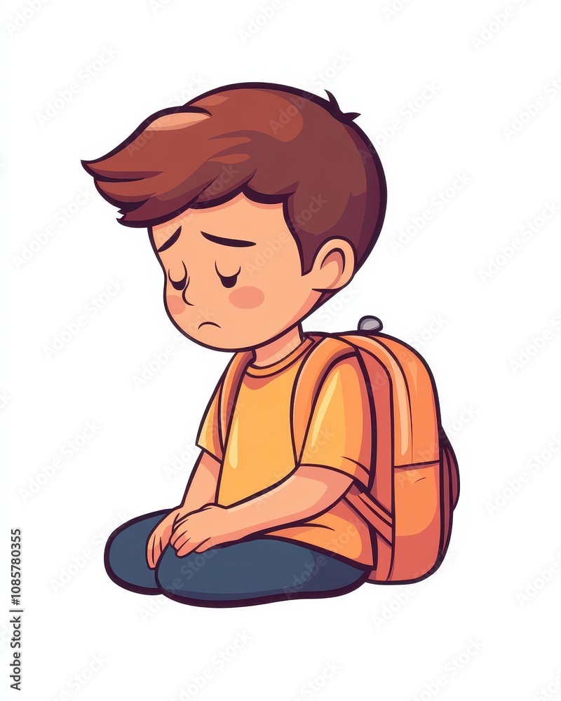 Sad school kid icon cartoon vector. Student violence. Abuse problem Sad school kid icon cartoon vector. Student violence. Abuse problem