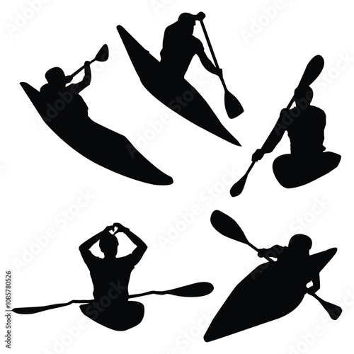 Canoe Slalom Silhouette Black Background Shape Vol 2