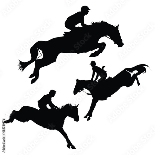 Equestrian Player Silhouette Black Shape Vol 5