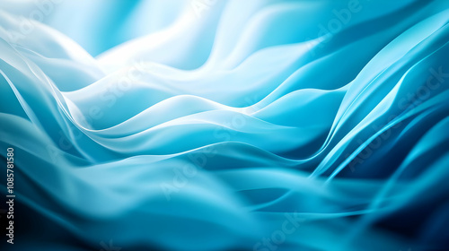 Abstract blue waves flow gracefully, creating a serene and calming visual experience, perfect for backgrounds. photo