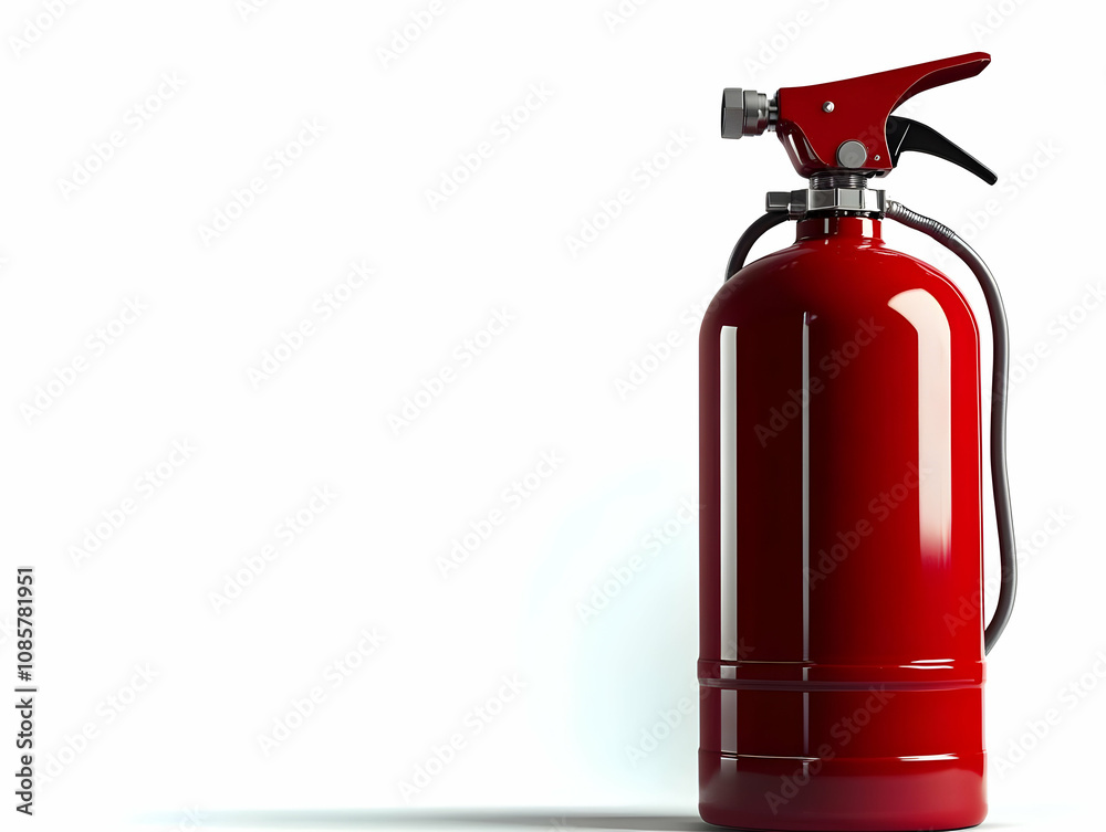 A red fire extinguisher placed against a plain background, symbolizing safety and emergency preparedness. A red fire extinguisher placed against a plain background, symbolizing safety and emergency preparedness.