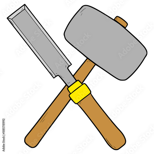 chiseling tools illustration hand drawn isolated vector