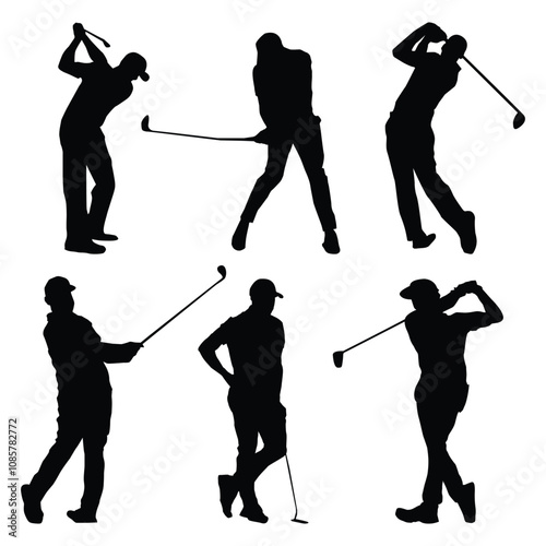 golf player silhouette shapes VOL7 Drawing