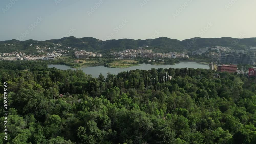 City of Tirana view from the artificial lake City of Tirana view from the artificial lake