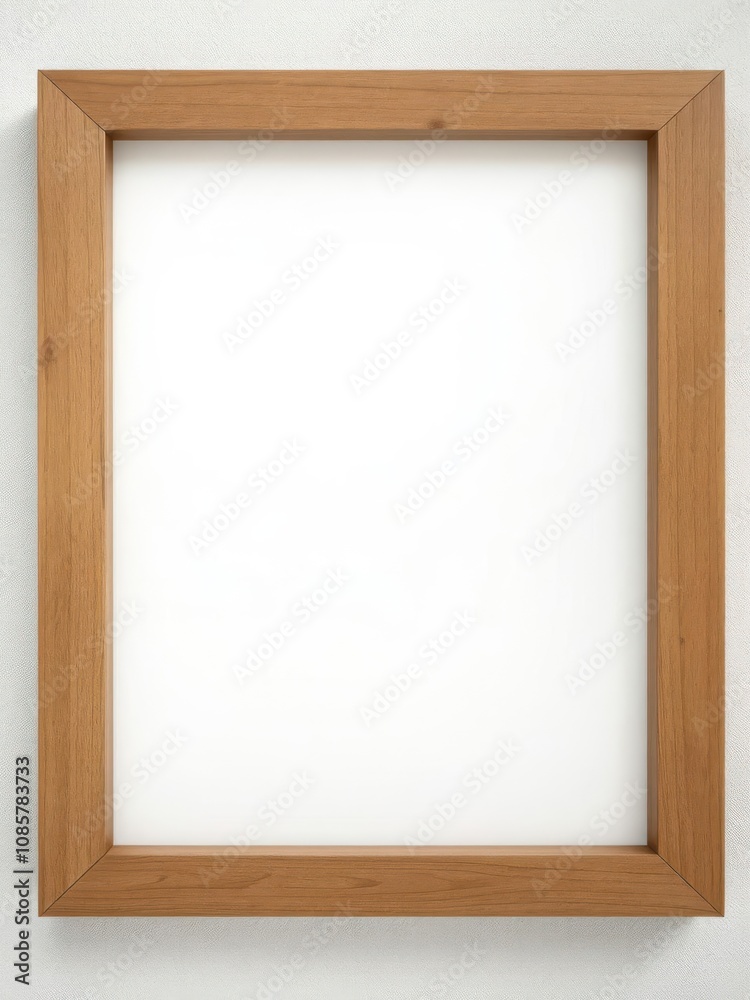 Minimal wooden picture poster frame mockup with a white wallpaper background, minimal, wallpaper Minimal wooden picture poster frame mockup with a white wallpaper background, minimal, wallpaper